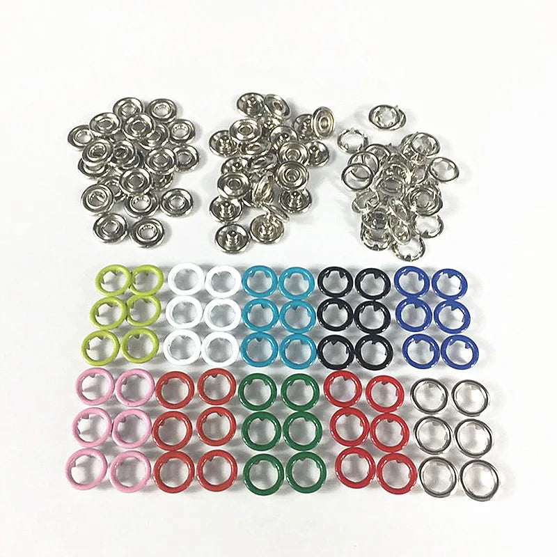 10sets(4pcs 1set) Colored Metal Prong Snap Buttons Press Studs Fasteners Baby Romper Buckle Button for Clothing Sewing 9.5mm