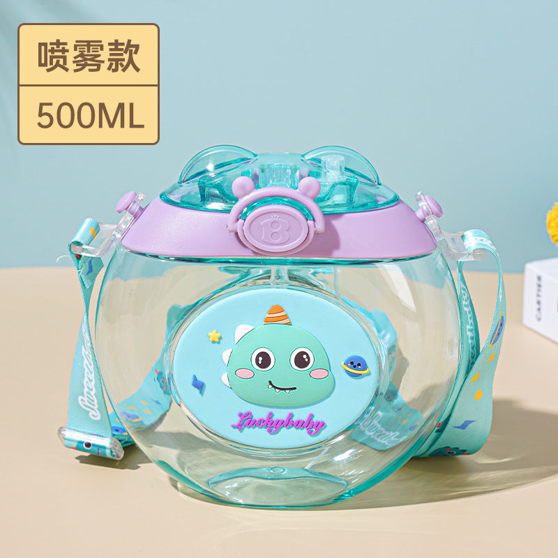 500ML Cute Donut Nozzle Water Cup Spray Straw Cup Outdoor Portable Water Cup Silicone Baby Nipple Sippy Cup