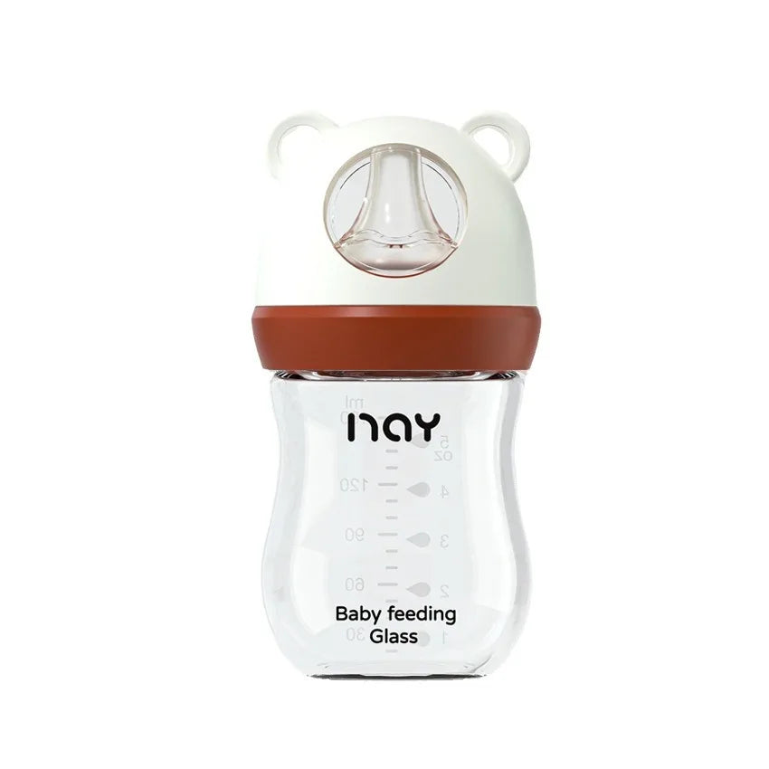 240ml Newborn Glass Bottle Glass Feeding Bottle Wide Caliber Anti-flatulence Nursing Anti-Choke Baby Bottle Infant BPA Free