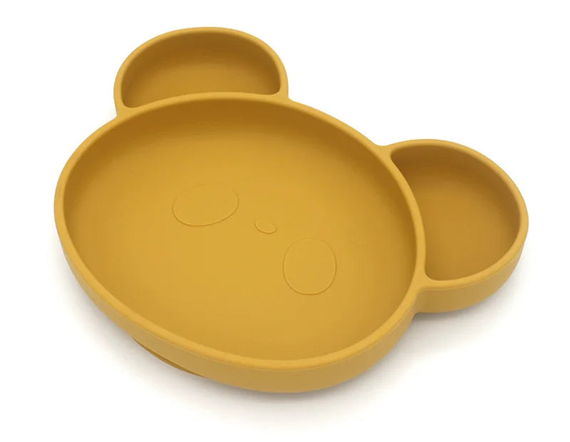 Baby Soft Silicone Sucker Bowl Plate Cup Bib Stainless Steel Spoon Fork Set Non-slip Tableware Children's Feeding Dishe BPA Free