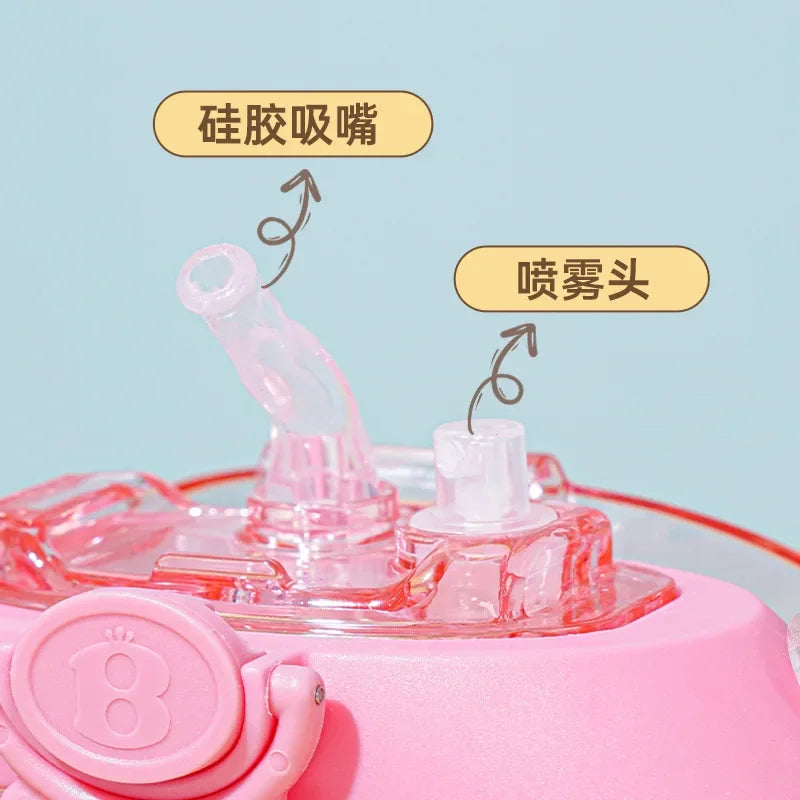 500ML Cute Donut Nozzle Water Cup Spray Straw Cup Outdoor Portable Water Cup Silicone Baby Nipple Sippy Cup