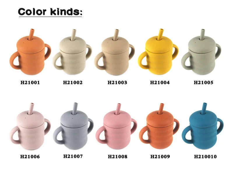 Baby Soft Silicone Sucker Bowl Plate Cup Bib Stainless Steel Spoon Fork Set Non-slip Tableware Children's Feeding Dishe BPA Free