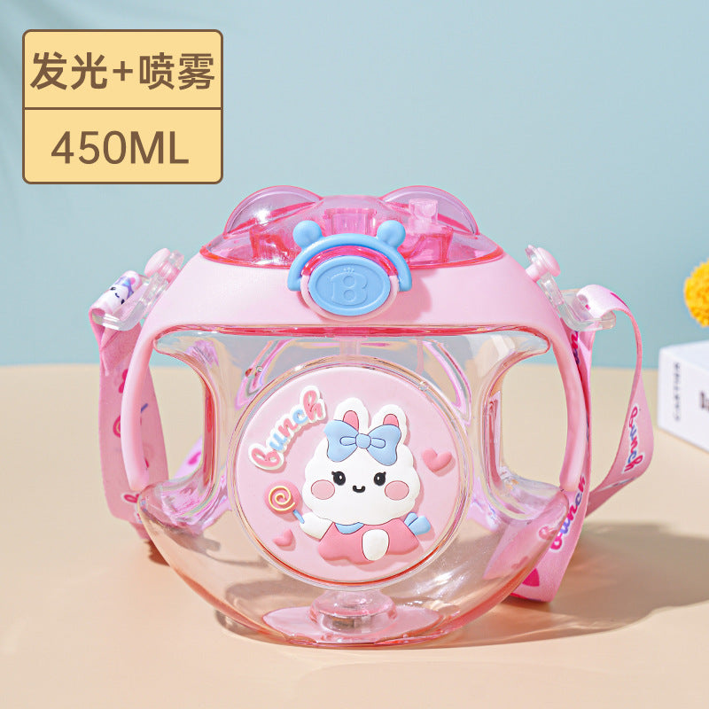 500ML Cute Donut Nozzle Water Cup Spray Straw Cup Outdoor Portable Water Cup Silicone Baby Nipple Sippy Cup