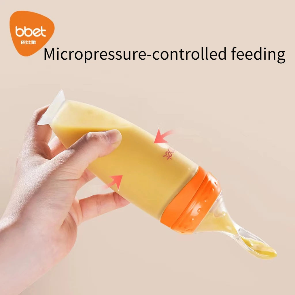 BBET Baby Squeezing Feeding Bottle Silicone Newborn Training Rice Spoon Infant Cereal Food Supplement Feeder Safe Tableware