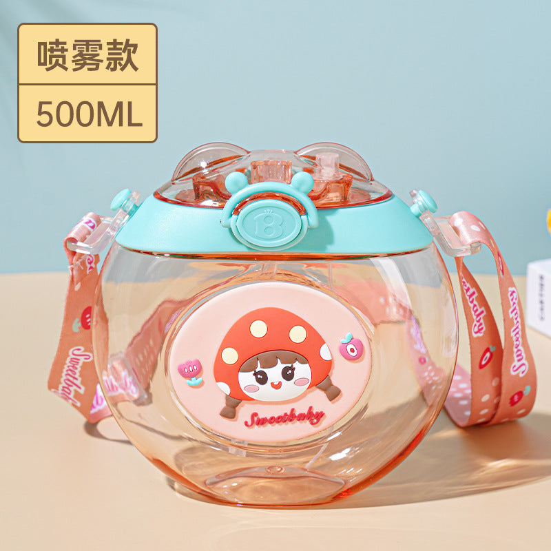 500ML Cute Donut Nozzle Water Cup Spray Straw Cup Outdoor Portable Water Cup Silicone Baby Nipple Sippy Cup
