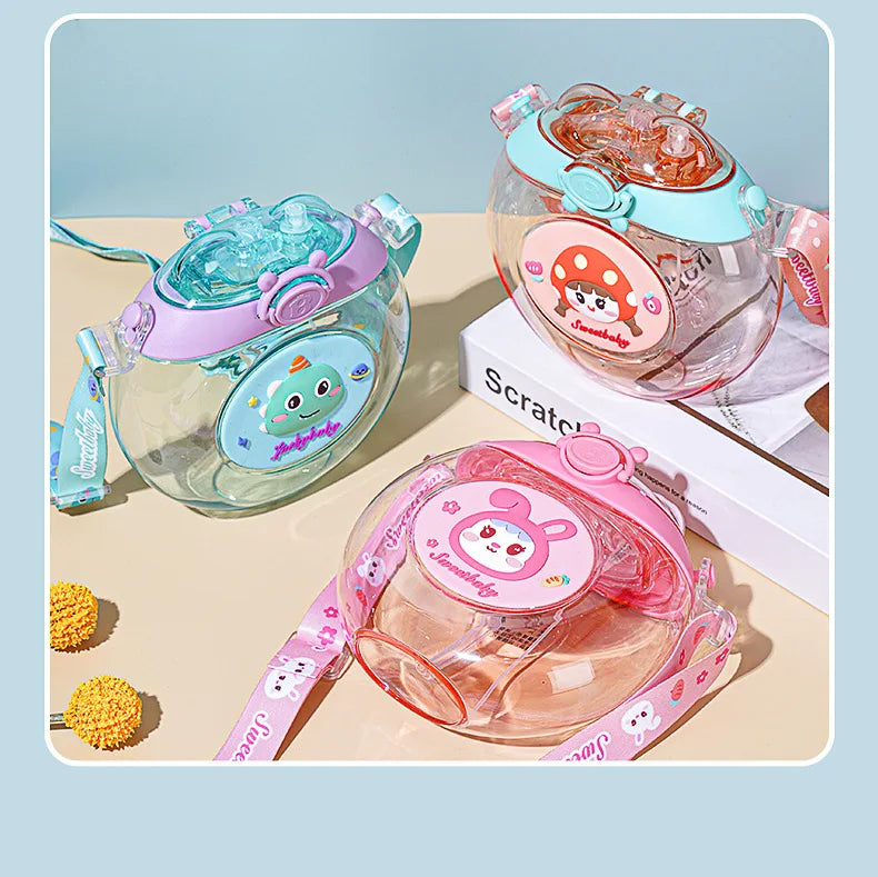 500ML Cute Donut Nozzle Water Cup Spray Straw Cup Outdoor Portable Water Cup Silicone Baby Nipple Sippy Cup