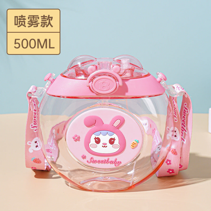 500ML Cute Donut Nozzle Water Cup Spray Straw Cup Outdoor Portable Water Cup Silicone Baby Nipple Sippy Cup