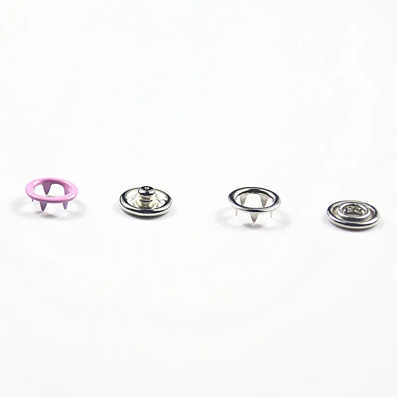 10sets(4pcs 1set) Colored Metal Prong Snap Buttons Press Studs Fasteners Baby Romper Buckle Button for Clothing Sewing 9.5mm