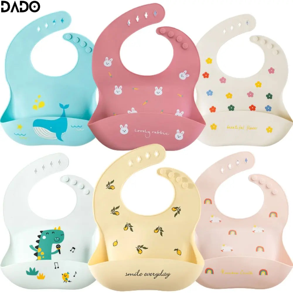Silicone Baby Plates Spoons Forks Bib Bowls Dish Cup Child Feeding Suction Kids Toddler Eating Tableware Dinnerware Non-slip Set