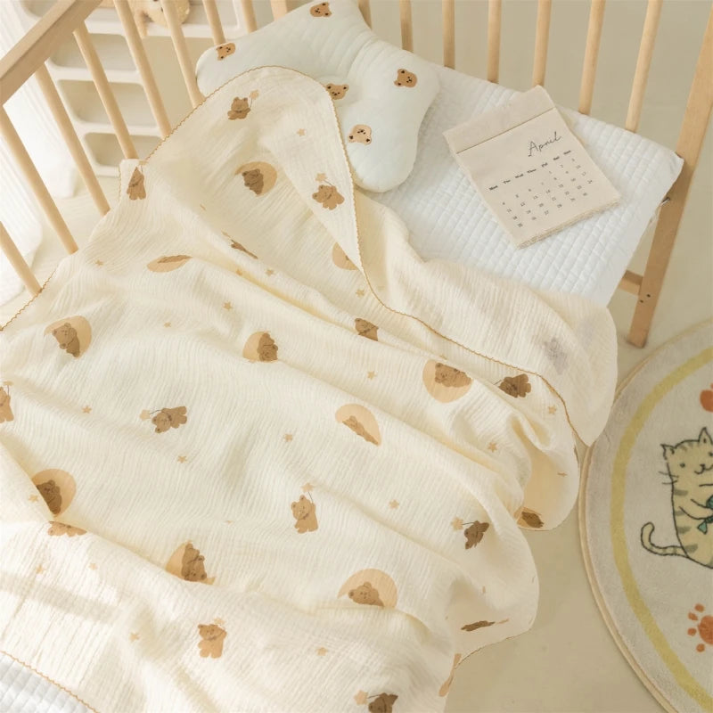 Y1UB 2-layer Swaddle Blanket Cotton Muslin Blanket for Girls & Boys Baby Receiving Swaddles for Newborn & Infant Swaddling