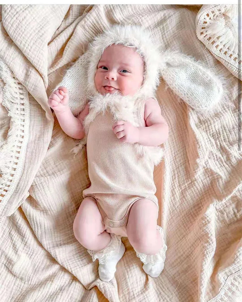 Cotton Muslin Swaddle Blankets for Newborn Baby Tassel Receiving Blanket Solid Swaddle Wrap Infant Soft Sleeping Quilt Bed Cover